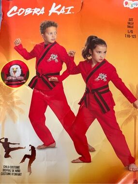 Disguise Cobra Kai Red Martial Arts Kids Costume with Black Trim